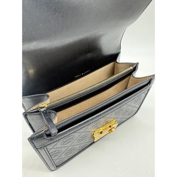 TORY BURCH T monogram leather convertible crossbody bag -BLACK (Has scratch) - Picture 9 of 16